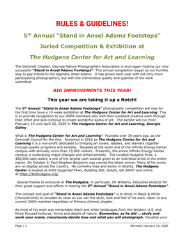 RULES & GUIDELINES! 5Th Annual “Stand in Ansel Adams Footsteps