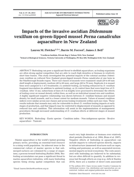 Impacts of the Invasive Ascidian Didemnum Vexillum on Green-Lipped Mussel Perna Canaliculus Aquaculture in New Zealand