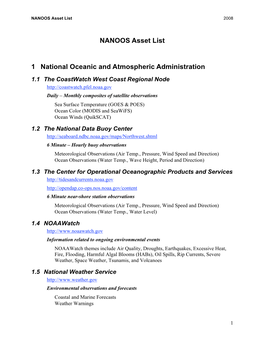 NANOOS Asset List 1 National Oceanic and Atmospheric