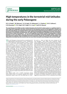 High Temperatures in the Terrestrial Mid-Latitudes During the Early Palaeogene