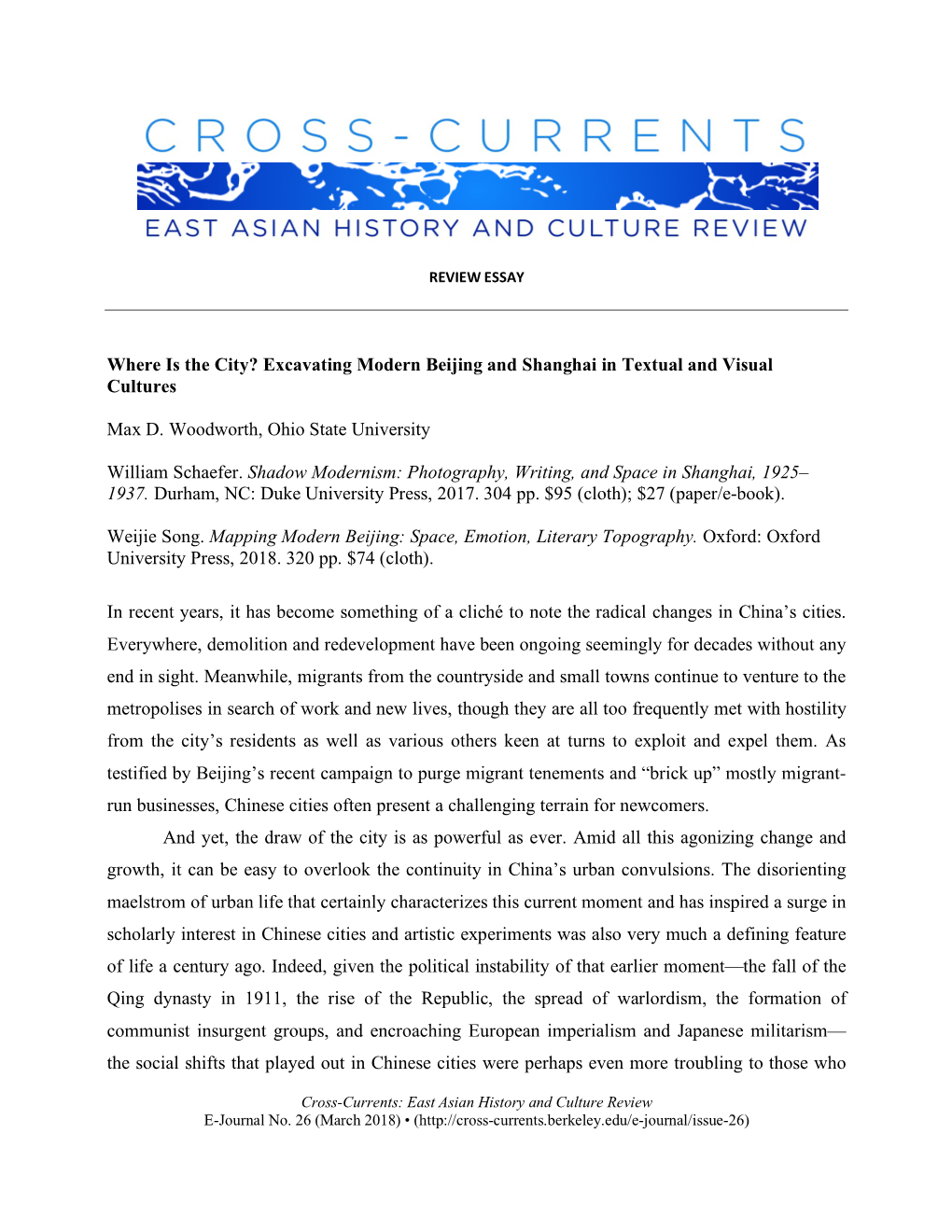 Where Is the City? Excavating Modern Beijing and Shanghai in Textual and Visual Cultures