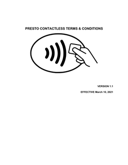 Download the PRESTO Contactless Terms and Conditions