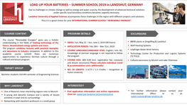 LOAD up YOUR BATTERIES – SUMMER SCHOOL 2019 in LANDSHUT, GERMANY