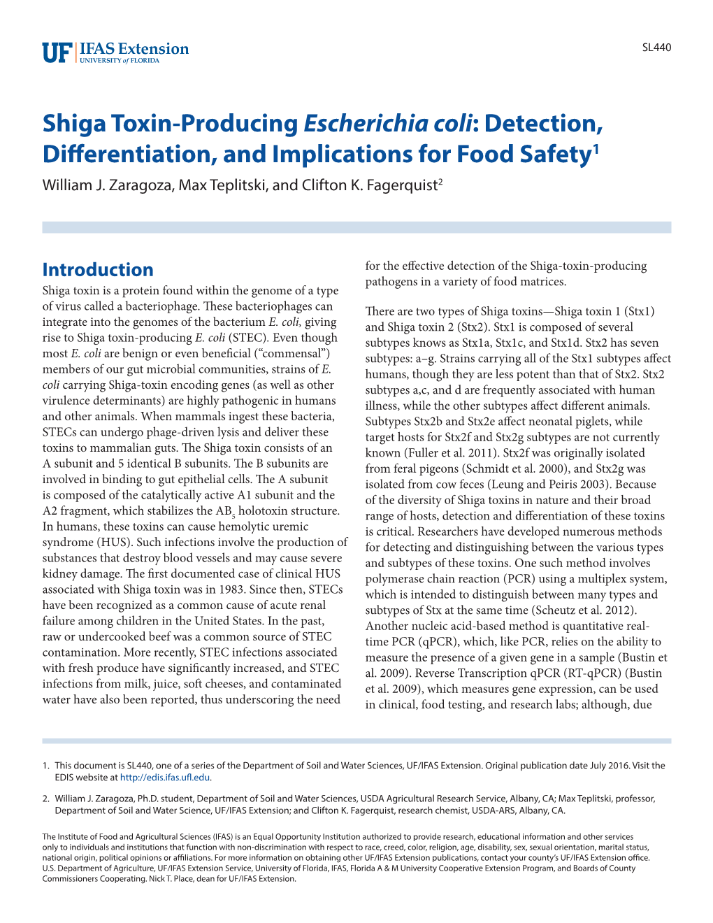 Shiga Toxin E. Coli Detection Differentiation Implications for Food