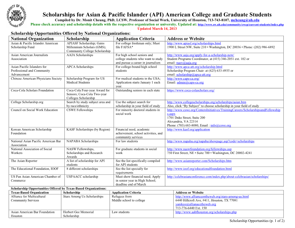 Scholarships for Asian & Pacific Islander (API)