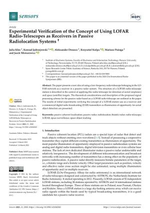 Experimental Verification of the Concept of Using LOFAR Radio