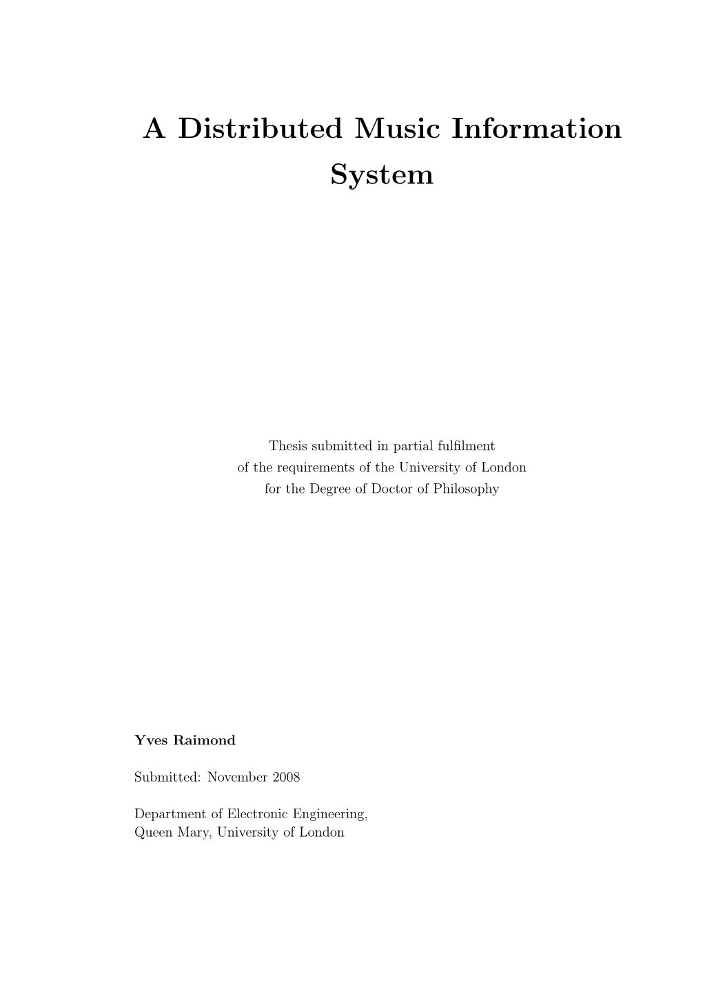 A Distributed Music Information System