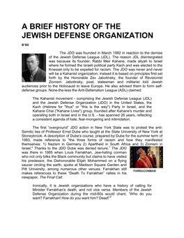 A Brief History of the Jewish Defense Organization