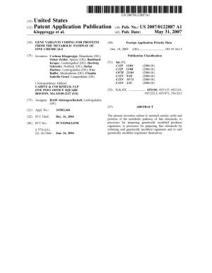 (12) Patent Application Publication (10) Pub. No.: US 2007/0122887 A1 Klopprogge Et Al