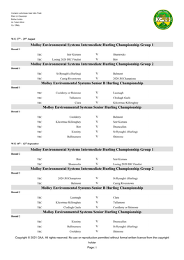 2021 Adult Hurling Championship Fixtures