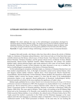 Literary History Conceptions of B