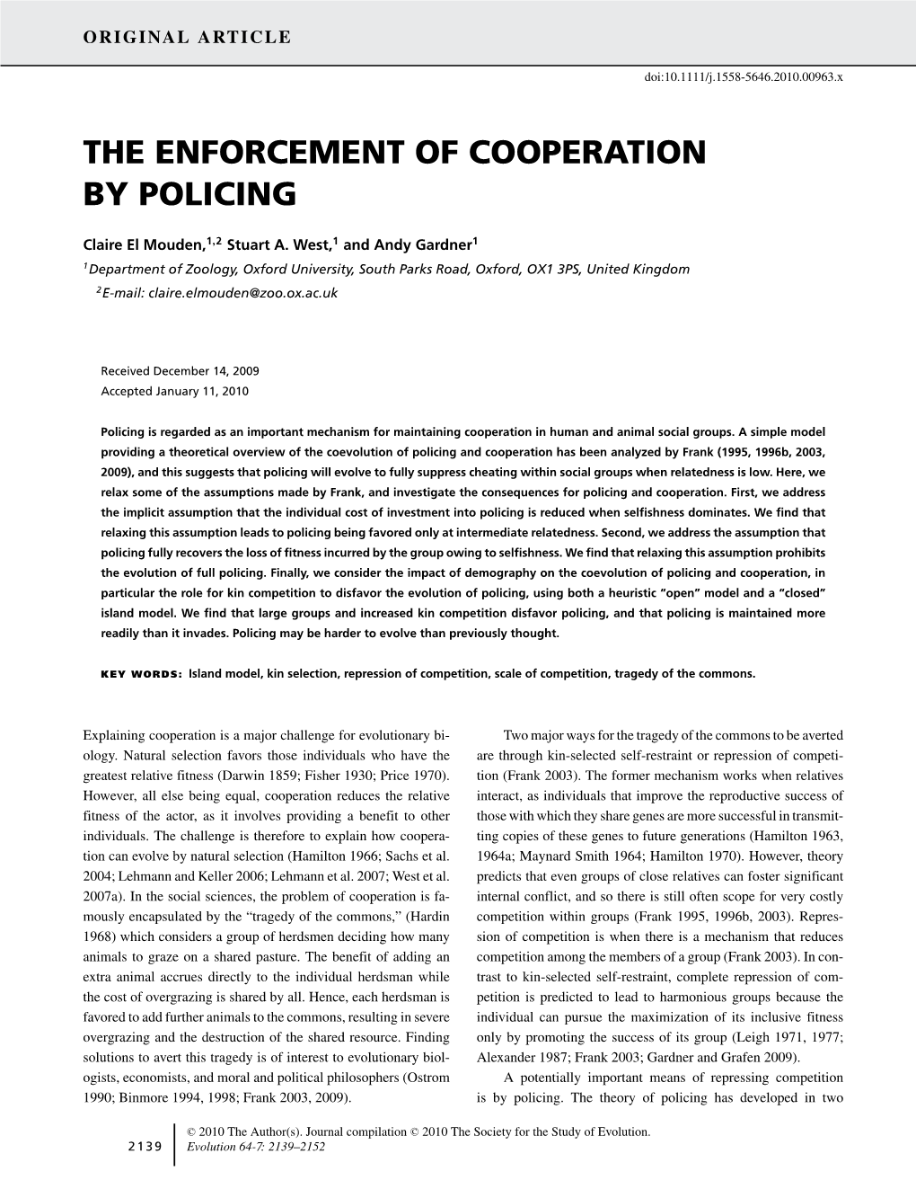 The Enforcement of Cooperation by Policing