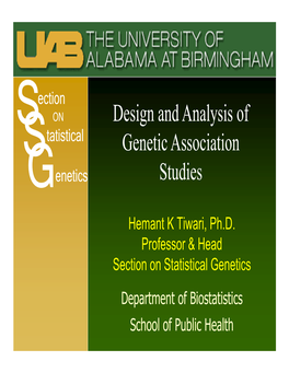 Design and Analysis of Genetic Association Studies