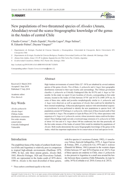 New Populations of Two Threatened Species of Alsodes (Anura