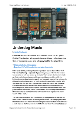 Underdog Music | Norient.Com 24 Sep 2021 10:47:38