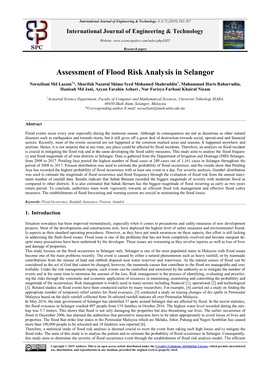 Assessment of Flood Risk Analysis in Selangor