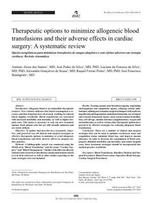 Therapeutic Options to Minimize Allogeneic Blood