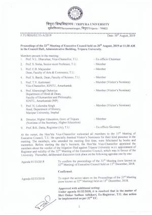 Proceedings of 33 Rd Meeting of the Executive
