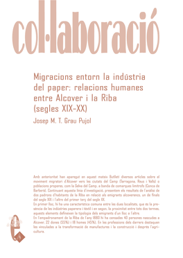 Relacions Humanes Entre Alcover I La Riba (Segles XIX-XX) Josep M