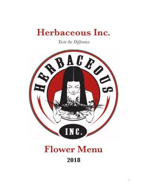 Herbaceous Inc. Flower Menu
