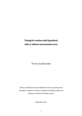 Testing for Random Walk Hypothesis with Or Without Measurement Error