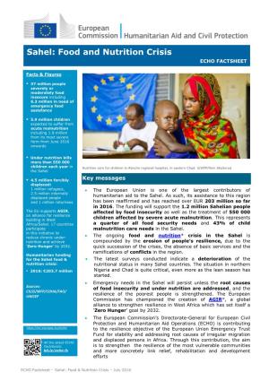 Sahel: Food and Nutrition Crisis ECHO FACTSHEET