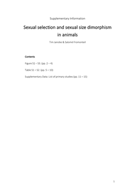 Sexual Selection and Sexual Size Dimorphism in Animals