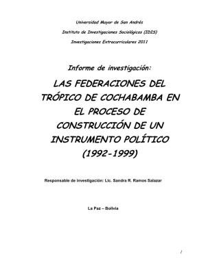 Las Federaciones Del Trópico De Cochabamba En El Proceso De Construcción De Un Instrumento Político (1992-1999)