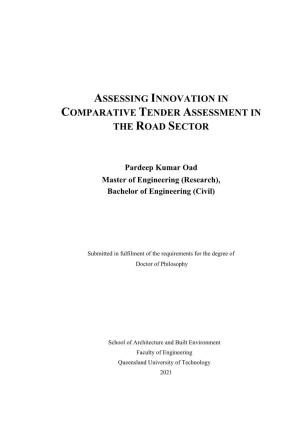 Assessing Innovation in Comparative Tender Assessment in the Road Sector