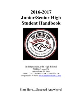 2016-2017 Junior/Senior High Student Handbook