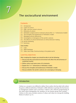 The Sociocultural Environment