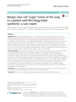 “Sugar” Tumor of the Lung in a Patient with Birt-Hogg-Dubé Syndrome