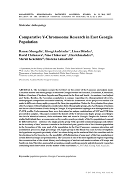 Comparative Y-Chromosome Research in East Georgia Population