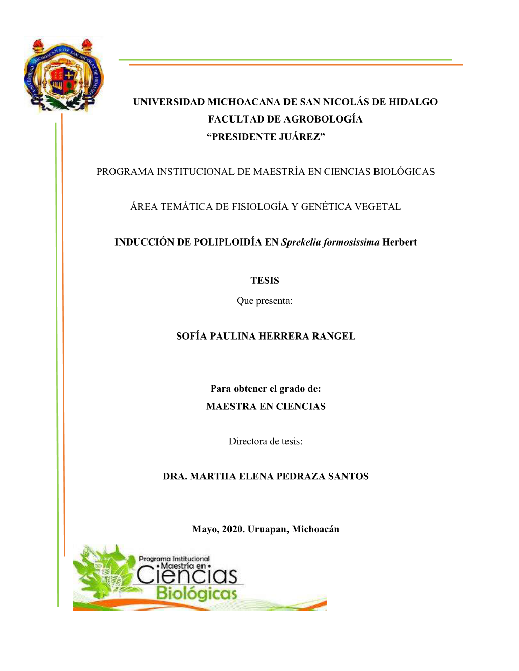 Programa Institucional De Maestría En Ciencias Biológicas
