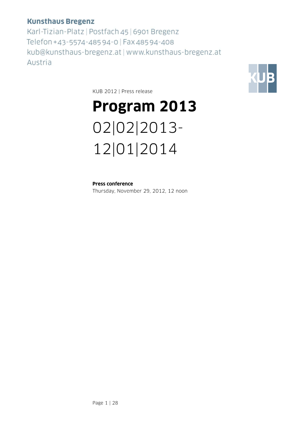 Program 2013 02|02|2013- 12|01|2014