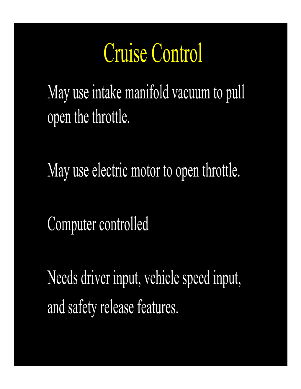Cruise Control and Air Bags