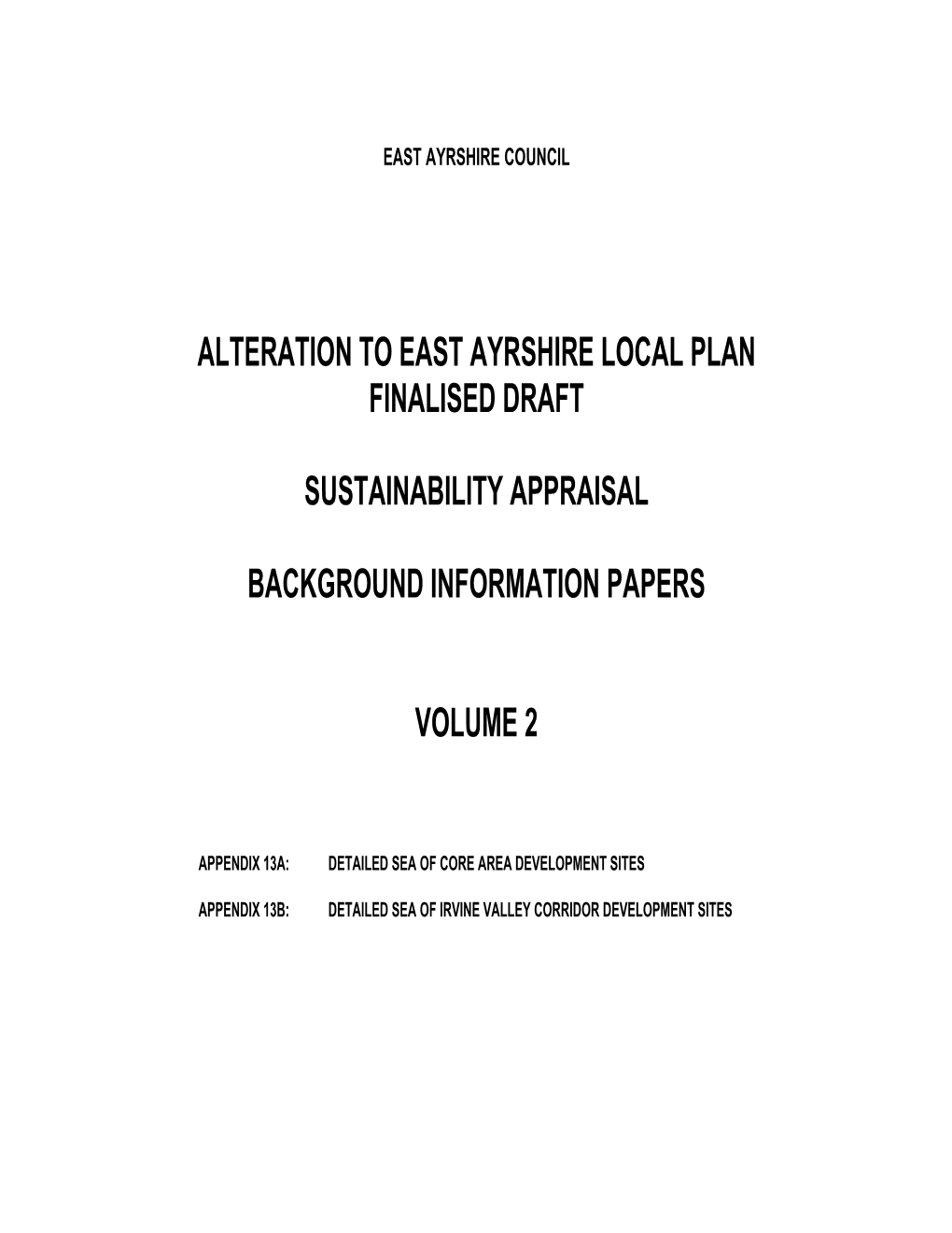 Alteration to East Ayrshire Local Plan 2