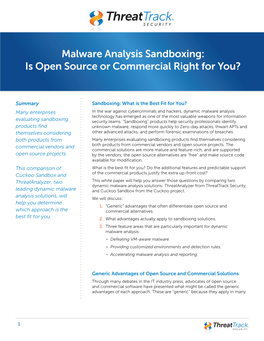 Malware Analysis Sandboxing: Is Open Source Or Commercial Right for You?