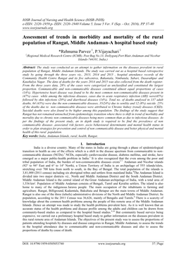 Assessment of Trends in Morbidity and Mortality of the Rural Population of Rangat, Middle Andaman-A Hospital Based Study