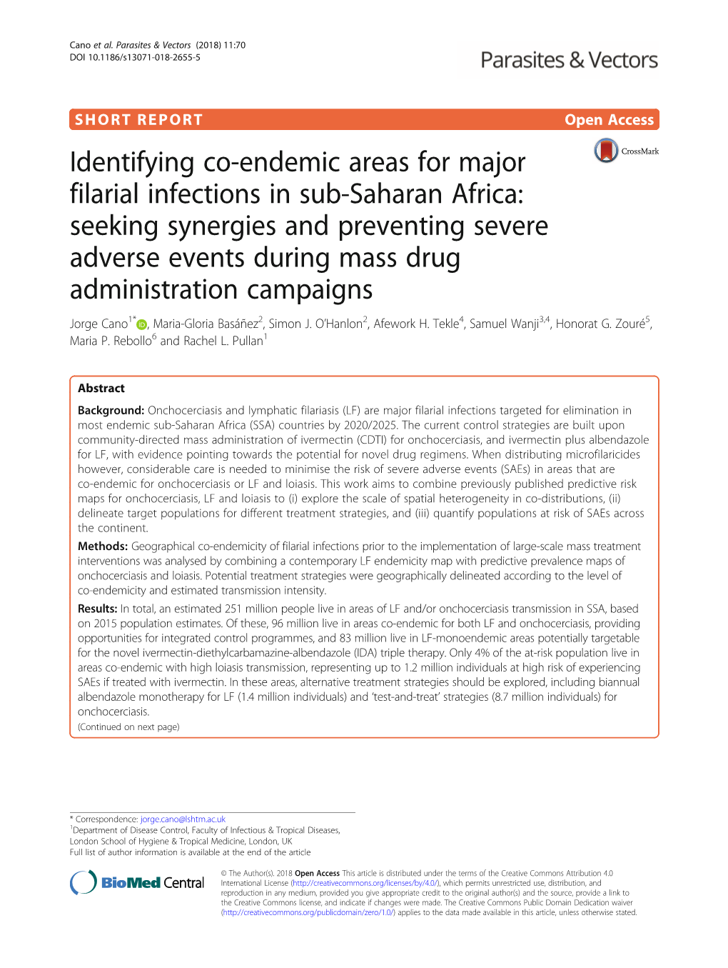 Identifying Co-Endemic Areas for Major Filarial Infections in Sub-Saharan