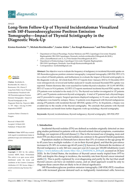 Long-Term Follow-Up of Thyroid Incidentalomas Visualized with 18F