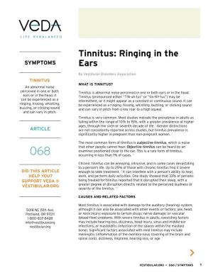 Tinnitus: Ringing in the SYMPTOMS Ears