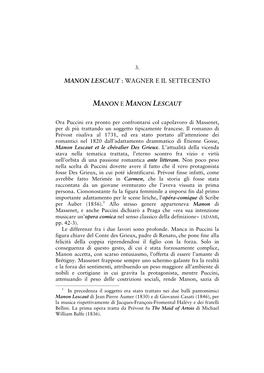 Manon Lescaut : Wagner E Il Settecento