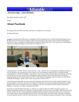 The Atlantic Online | October 2007 | About Facebook | Michael Hirschorn