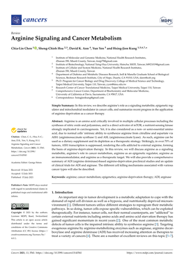 Arginine Signaling and Cancer Metabolism