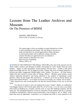 Lessons from the Leather Archives and Museum