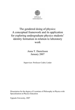 A Conceptual Framework and Its Application for Exploring Undergraduate Physics Students’ Identity Formation in Relation to Laboratory Work