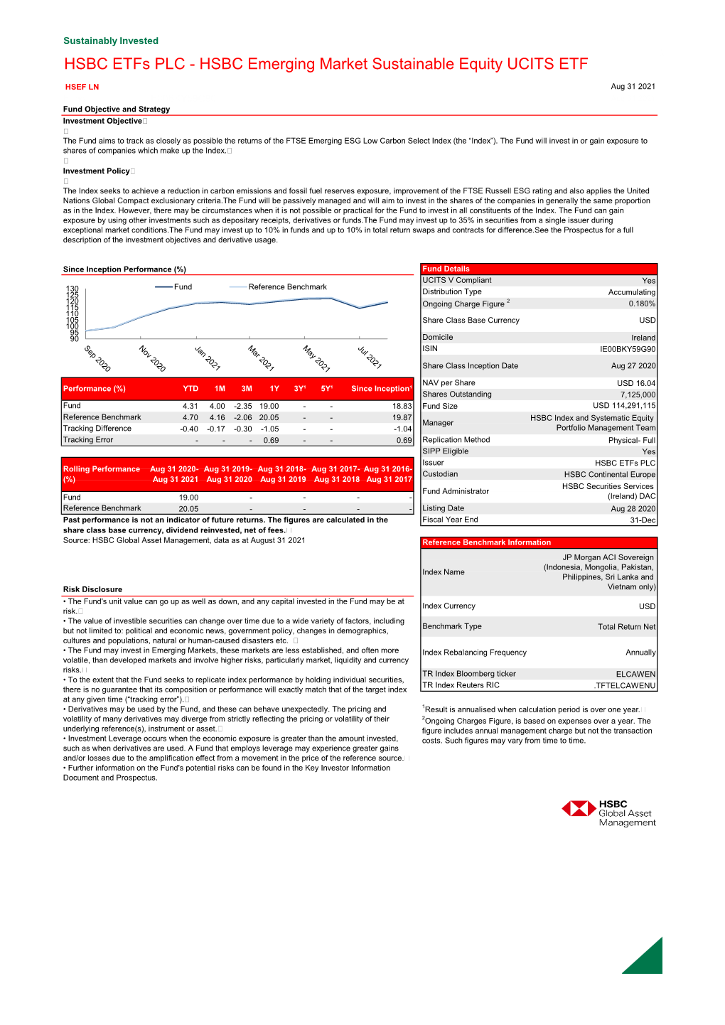 HSBC Emerging Market Sustainable Equity UCITS ETF