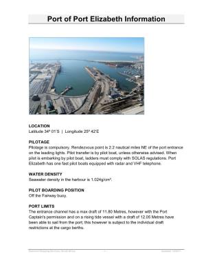 Port of Port Elizabeth Information