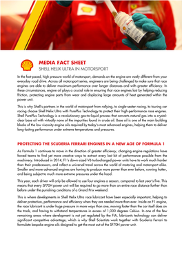 Media Fact Sheet Shell Helix Ultra in Motorsport